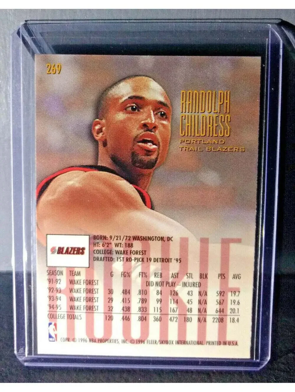 1995-96 Randolph Childress Fleer Ultra #269 Rookie Basketball Card